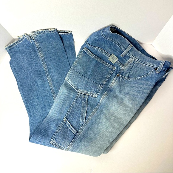 🍓American Eagle Button fly Carpenter Jeans 29x30 Light Wash Denim wide leg - Picture 1 of 11